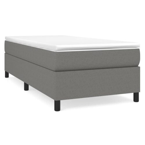 Box Spring Bed with Mattress Dark Grey 106x203cm King Single Size Fabric