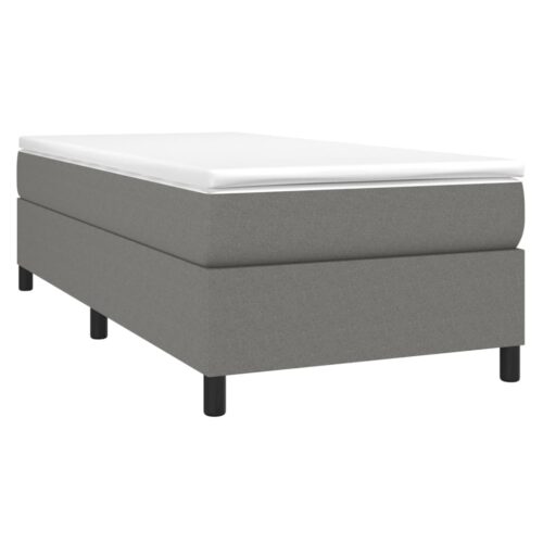 Box Spring Bed with Mattress Dark Grey 106x203cm King Single Size Fabric - Image 3