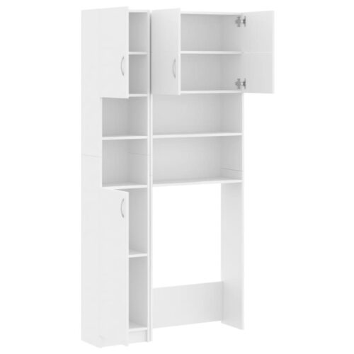 Washing Machine Cabinet Set White Engineered Wood - Image 5