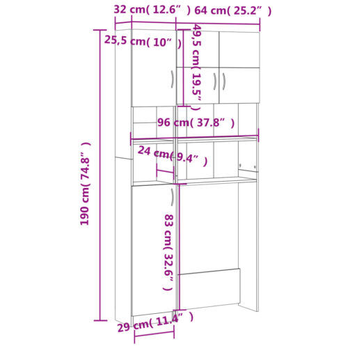 Washing Machine Cabinet Set White Engineered Wood - Image 11