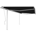 Manual Retractable Awning with Posts 4.5x3m Anthracite