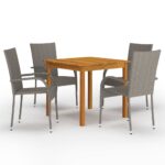 5-Piece Garden Dining Set Grey