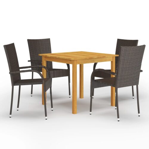 5-Piece Garden Dining Set Brown