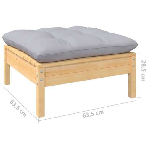 4-Piece Outdoor Lounge Set Garden Patio Sofa Chairs Furniture Pine Wood Grey - Image 5