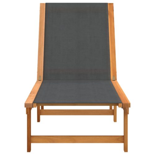 Sun Loungers 2pcs Black Solid Wood Acacia Textilene - Image 3