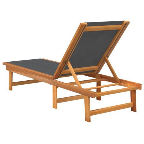 Sun Loungers 2pcs Black Solid Wood Acacia Textilene - Image 5
