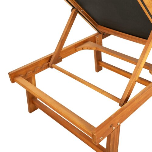 Sun Loungers 2pcs Black Solid Wood Acacia Textilene - Image 7