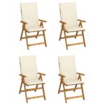 Garden Reclining Chairs 4pcs with Cushions Solid Acacia Wood