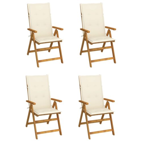 Garden Reclining Chairs 4pcs with Cushions Solid Acacia Wood