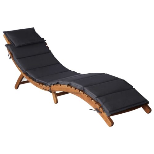 Sun Loungers with Cushions 2pcs Dark Grey Solid Wood Acacia - Image 2