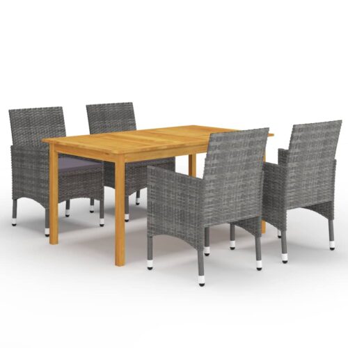 5-Piece Garden Dining Set Grey