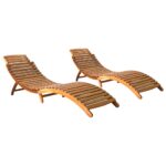 Sun Loungers 2pcs Solid Wood Acacia
