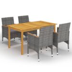 5-Piece Garden Dining Set Grey