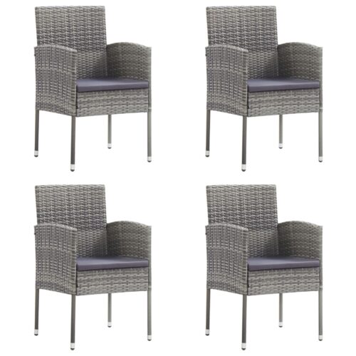 5-Piece Garden Dining Set with Cushions Anthracite Poly Rattan Wicker Outdoor Patio Furniture - Image 4