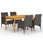 5-Piece Garden Dining Set Brown