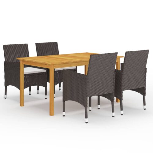 5-Piece Garden Dining Set Brown