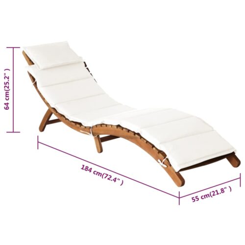 Sun Loungers with Cushions 2pcs Cream White Solid Wood Acacia - Image 9