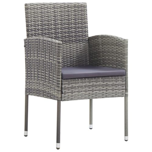 5-Piece Garden Dining Set with Cushions Anthracite Poly Rattan Wicker Outdoor Patio Furniture - Image 5