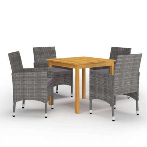 5-Piece Garden Dining Set Grey