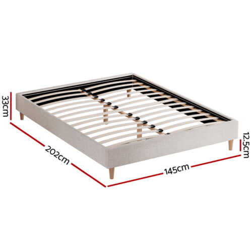 Artiss Bed Frame Double Size Beige ZORA - Image 2