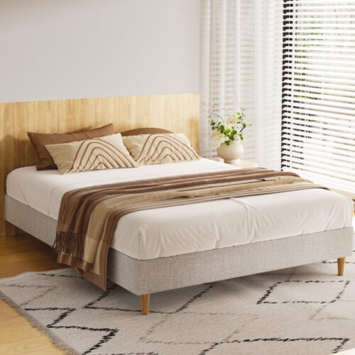 Artiss Bed Frame Queen Size Beige ZORA - Image 7