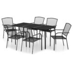 7-Piece Garden Dining Set Anthracite Steel Outdoor Patio Lounge Furniture