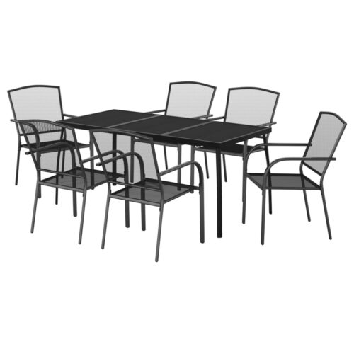 7-Piece Garden Dining Set Anthracite Steel Outdoor Patio Lounge Furniture - Image 3