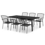 7-Piece Garden Dining Set Anthracite Steel Outdoor Patio Lounge Furniture