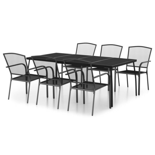 7-Piece Garden Dining Set Anthracite Steel Outdoor Patio Lounge Furniture