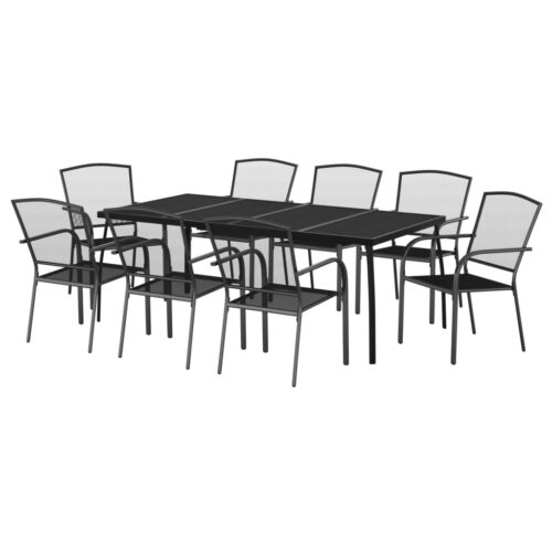 9-Piece Garden Dining Set Anthracite Steel Outdoor Patio Furniture - Image 3