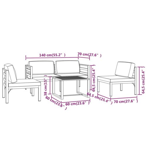5-Piece Garden Lounge Set with Cushions Aluminium Anthracite - Image 9
