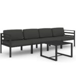 5-Piece Garden Lounge Set with Cushions Aluminium Anthracite