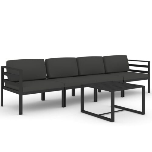 5-Piece Garden Lounge Set with Cushions Aluminium Anthracite