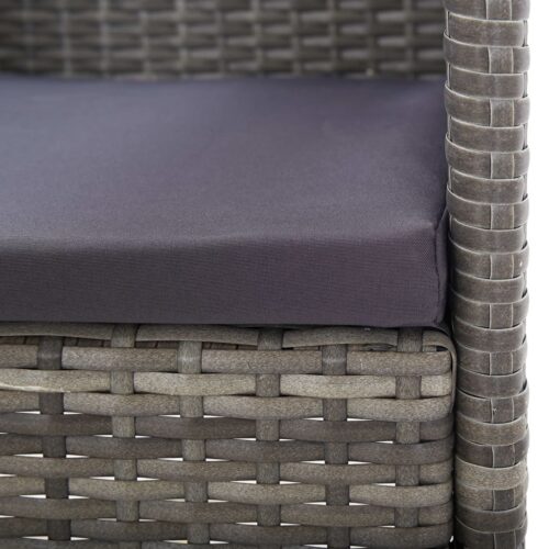 7-Piece Garden Dining Set with Cushions Anthracite Poly Rattan Wicker Outdoor Patio Furniture - Image 6