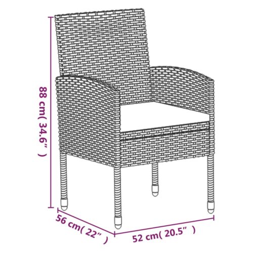7-Piece Garden Dining Set with Cushions Anthracite Poly Rattan Wicker Outdoor Patio Furniture - Image 10