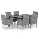 7-Piece Garden Dining Set with Cushions Anthracite Poly Rattan Wicker Outdoor Patio Furniture
