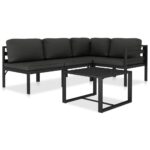 5-Piece Garden Lounge Set with Cushions Aluminium Anthracite
