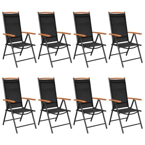 9-Piece Garden Dining Set Aluminium Black Outdoor Patio Furniture - Image 2