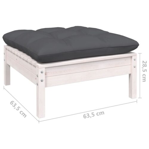 8-Piece Garden Lounge Set with Cushions White Pine Wood Outdoor Patio Furniture - Image 6