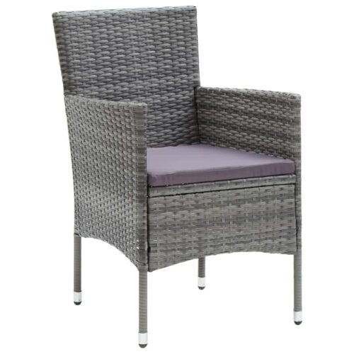 7-Piece Garden Dining Set with Cushions Poly Rattan Wicker Outdoor Patio Furniture Grey - Image 4
