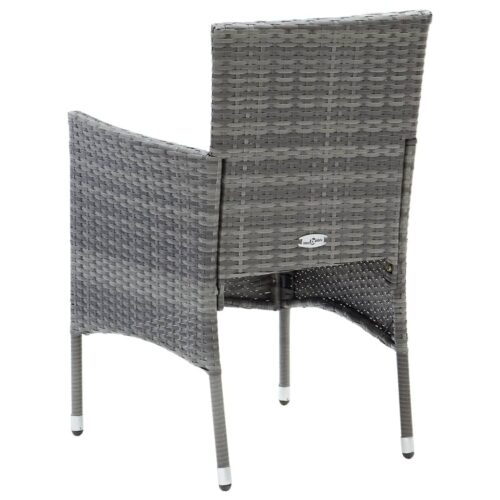 7-Piece Garden Dining Set with Cushions Poly Rattan Wicker Outdoor Patio Furniture Grey - Image 6