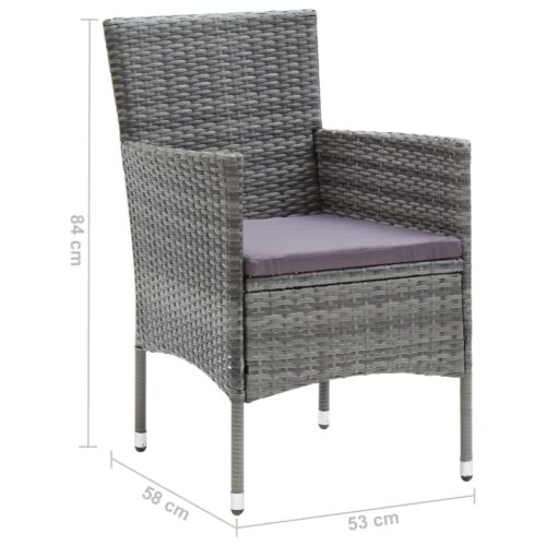 7-Piece Garden Dining Set with Cushions Poly Rattan Wicker Outdoor Patio Furniture Grey - Image 11