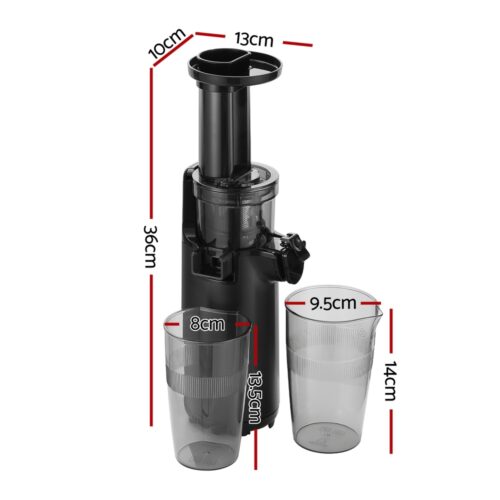 Devanti Slow Juicer Cold Press Fruit Juice Extractor 130W Black - Image 2