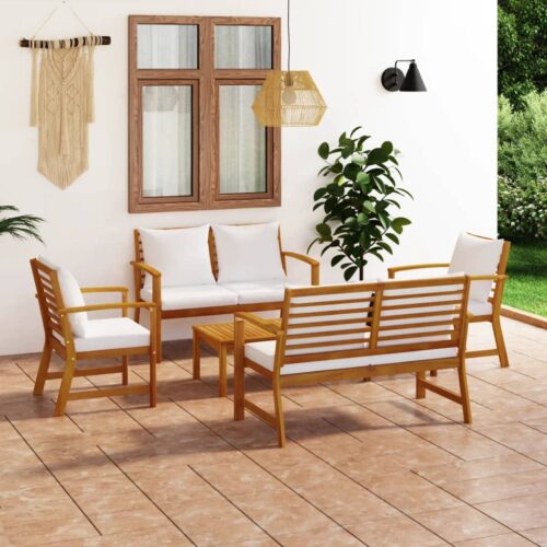5-Piece Garden Lounge Set with Cushion Acacia Wood Timber Outdoor Patio Furniture - Image 12