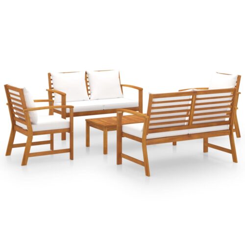 5-Piece Garden Lounge Set with Cushion Acacia Wood Timber Outdoor Patio Furniture