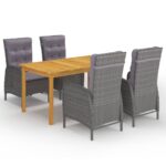 5-Piece Garden Dining Set Grey