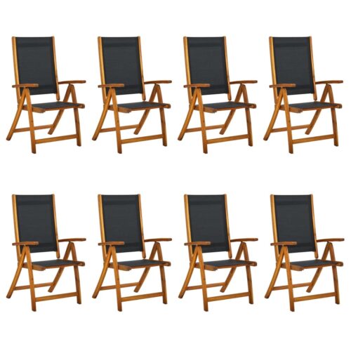 Folding Garden Chairs 8pcs Solid Wood Acacia Textilene