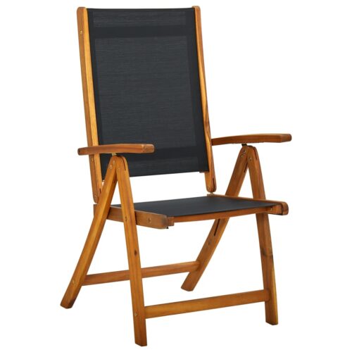 Folding Garden Chairs 8pcs Solid Wood Acacia Textilene - Image 2