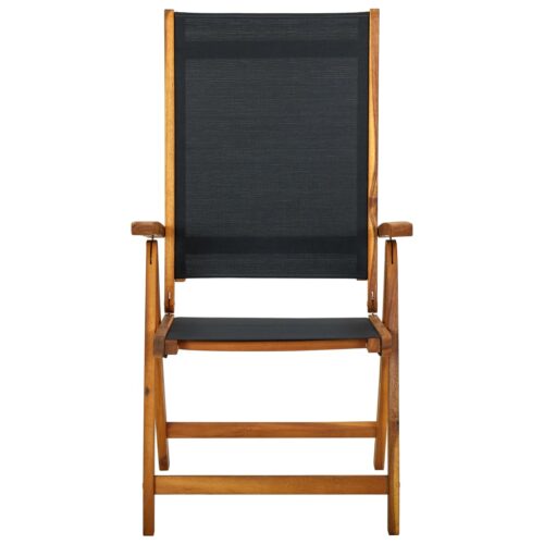 Folding Garden Chairs 8pcs Solid Wood Acacia Textilene - Image 3