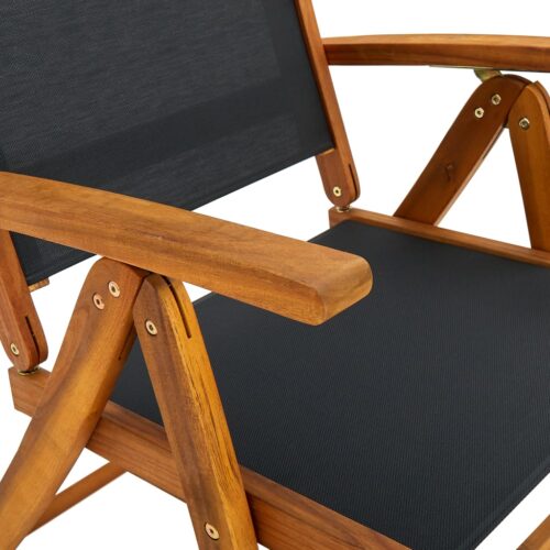Folding Garden Chairs 8pcs Solid Wood Acacia Textilene - Image 6
